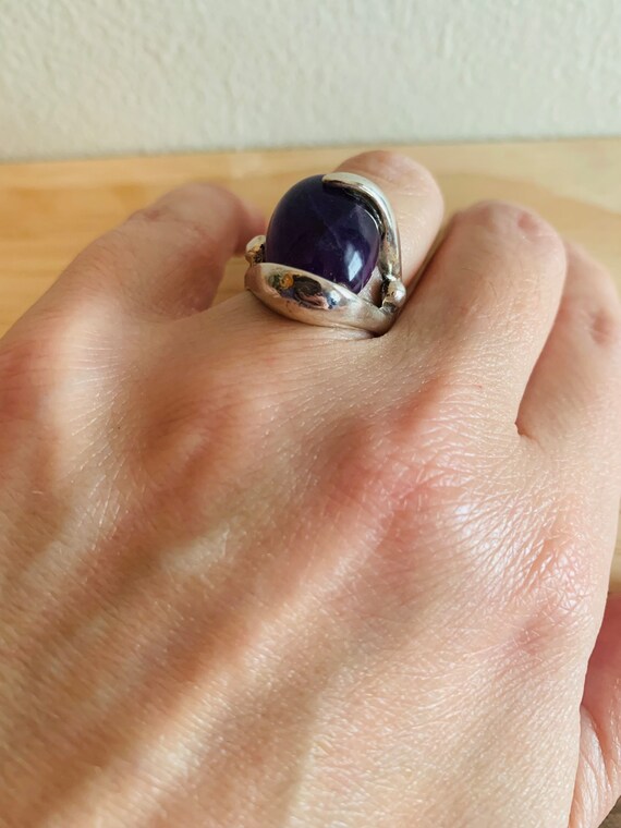 Amethyst Cabochon silver Ring - image 5