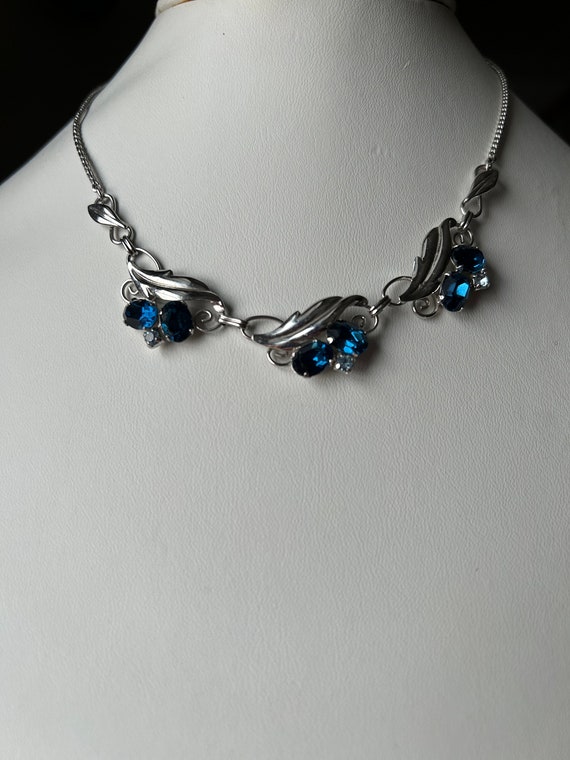 Sterling Silver Faux Sapphire 16" neck - image 2