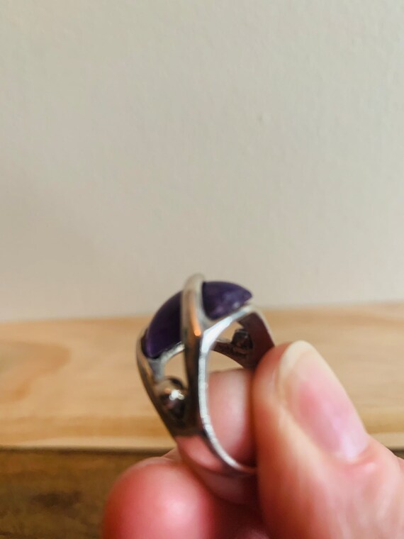 Amethyst Cabochon silver Ring - image 7