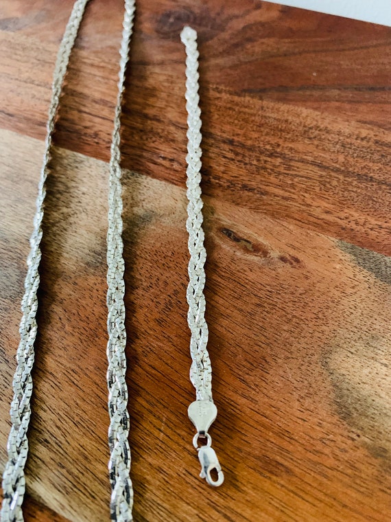 24" necklace and 7.5" bracelet, braided silver box chains