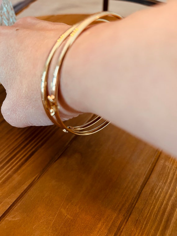 2 Sterling Silver - gold plated - stackable bangl… - image 4