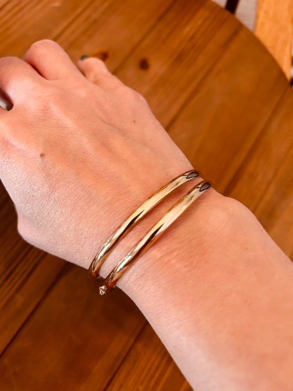 2 Sterling Silver - gold plated - stackable bangl… - image 5