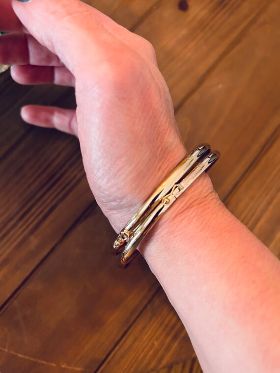 2 Sterling Silver - gold plated - stackable bangl… - image 3