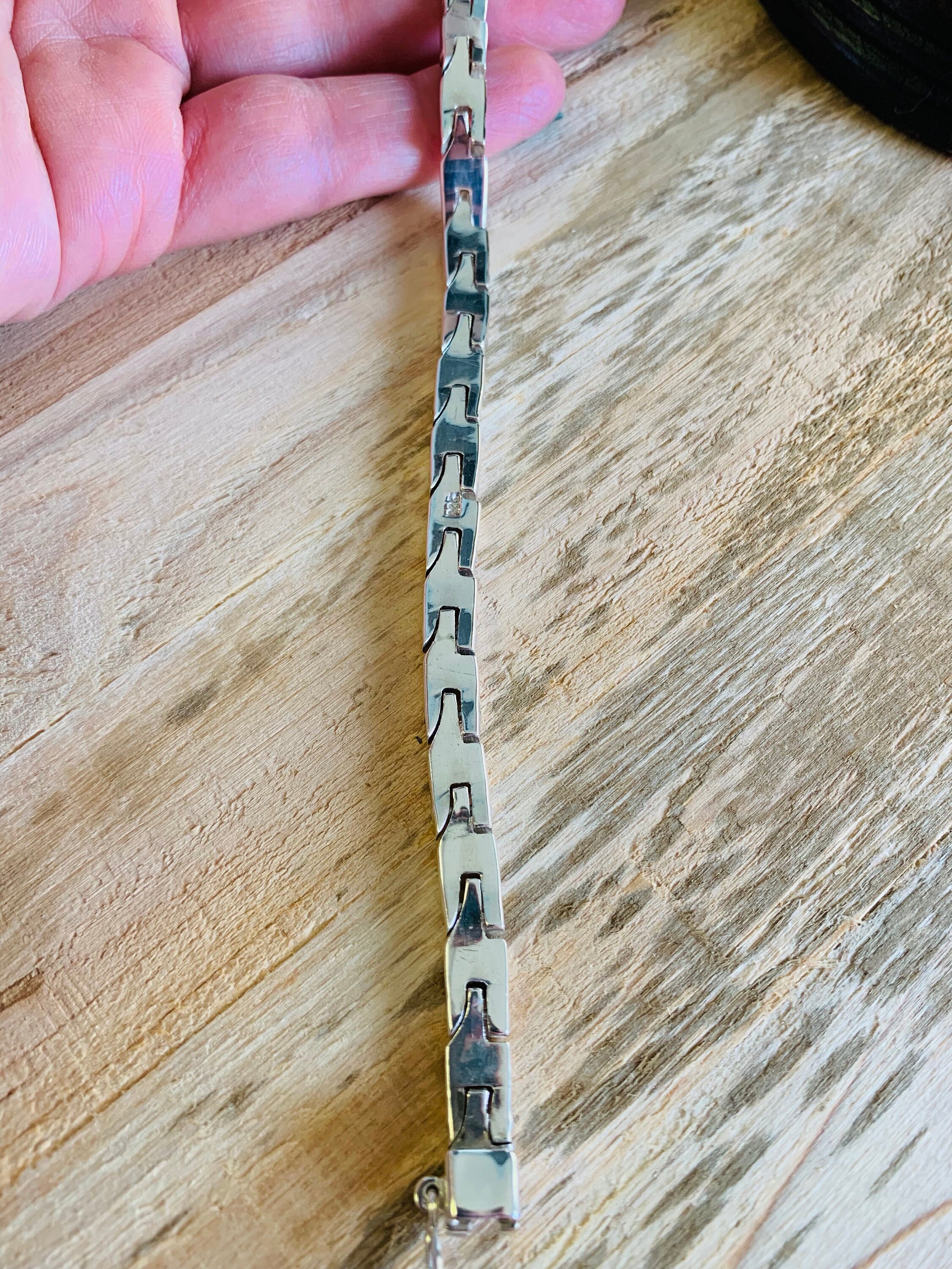 Sterling Silver Zig Zag Design Mirrored Finish Bracelet - Etsy