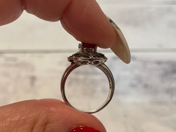 Sterling Silver Ruby Ring with Diamond Accents, S… - image 8