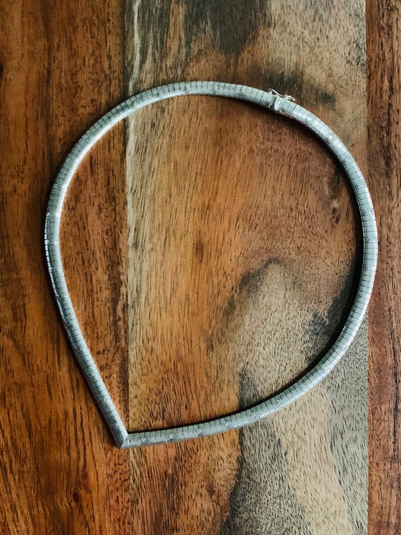Sterling Silver V Shape Omega Necklace 17"L, 6MM … - image 6