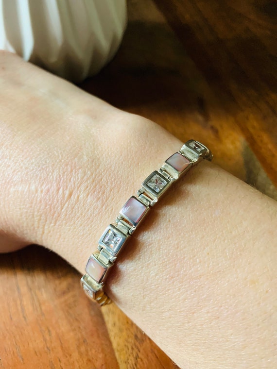 Bracciale PERORNO In Argento 925 Con Madreperla Rosa - Elegante E Raffinato, Taglia Mediana Per Donna