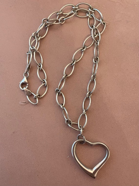 Sterling Silver Heart Pendant and 16" Link Chain - image 6