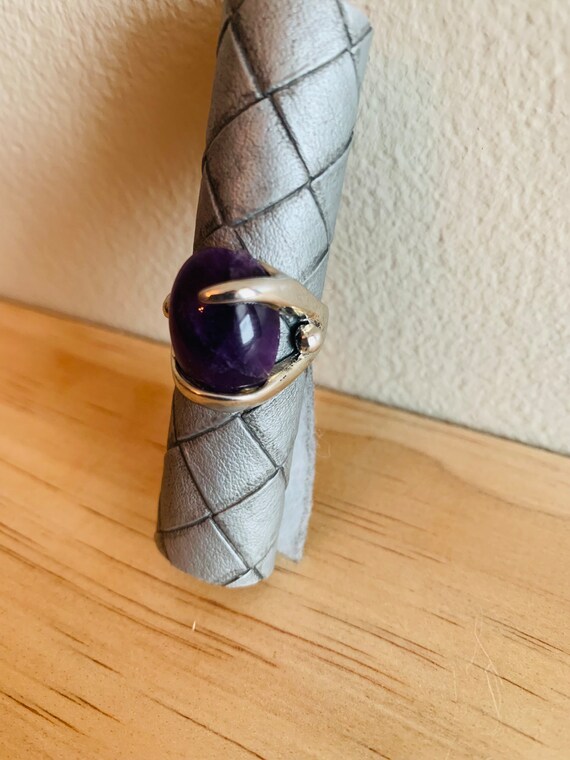 Amethyst Cabochon silver Ring - image 2