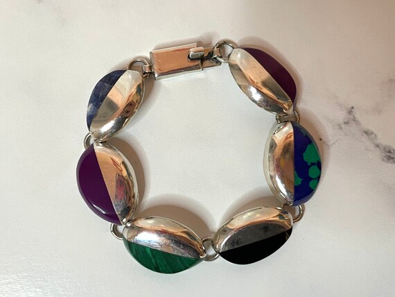 Sterling Silver Bracelet with Blue & Purple Sodal… - image 6