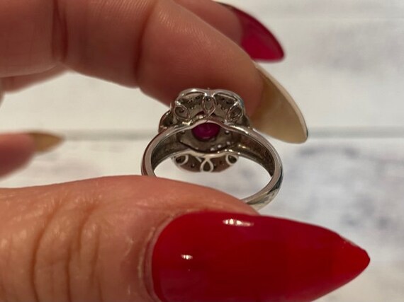 Sterling Silver Ruby Ring with Diamond Accents, S… - image 5