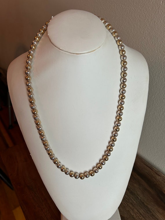 24" two-tone sterling silver 8mm ball necklace