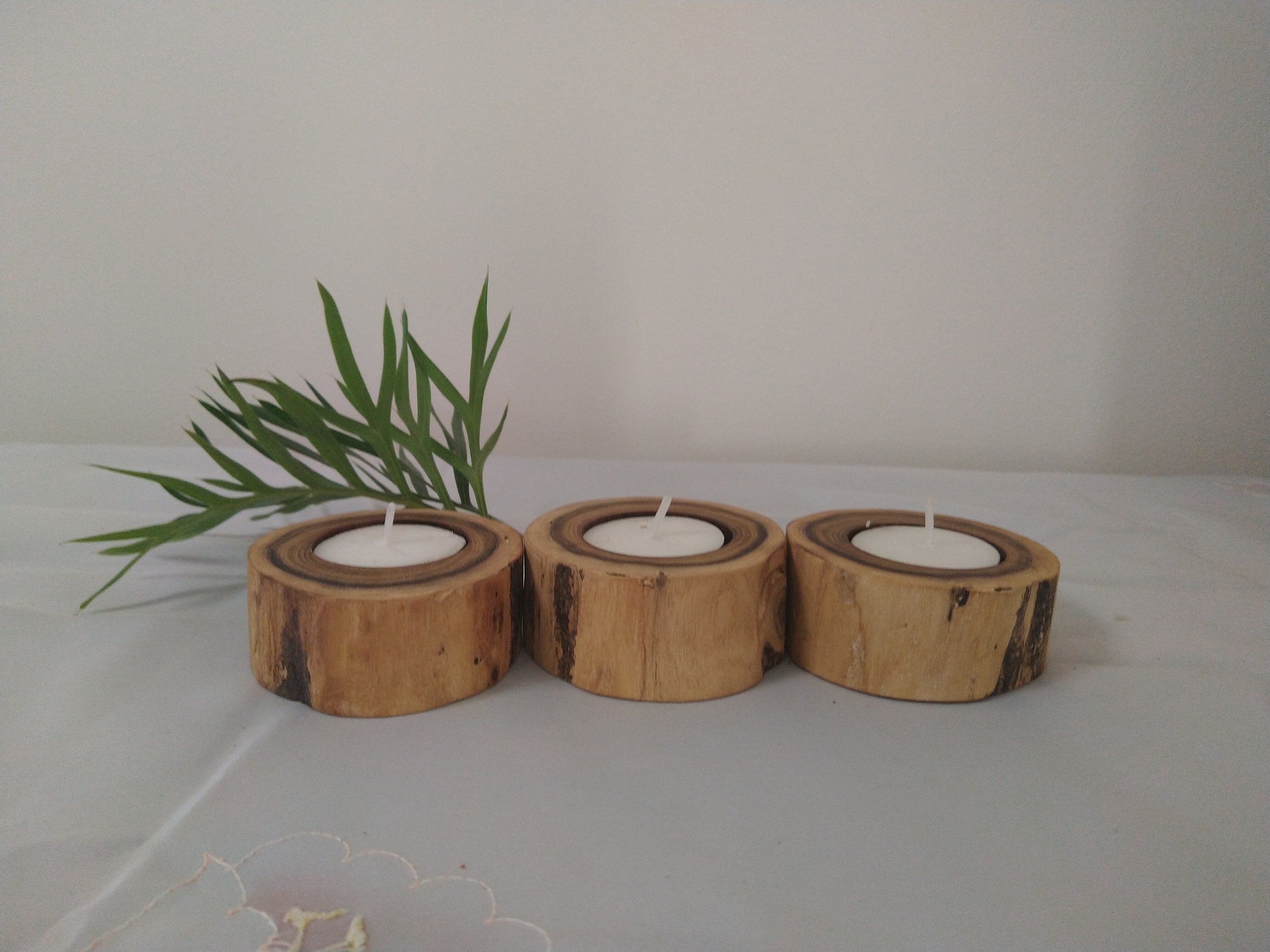 Set of 3 Wooden Tea Light holders Etsy