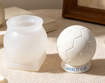 Soccer Shape Candle Cup Silicone Mold:DIY World Cup Candle Jar Cement Plaster Home Decor