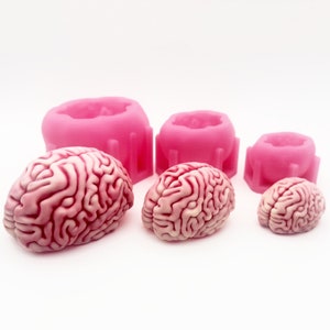 3D Human Brain Organ Candle Silicone Mold, Brain Chocolate Mousse Cake Mold, Halloween Brain Fun Candy Food Grade Mold