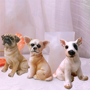 Pug chihuahua bull terrier filhote de cachorro aroma molde de gesso para filhote de cachorro resina gesso cimento artesanato presente fazendo