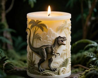 Dinosaur Cylinder Candle Silicone Mold: DIY Relief Tyrannosaurus Rex Column Candle Home Decor