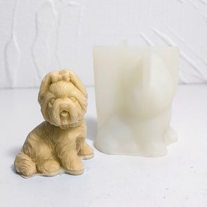 England Yorkshire Terrier Dog Aromatherapy Candle Silicone Mold DIY Puppy Dog Plaster Resin Decorative Ornament Mold