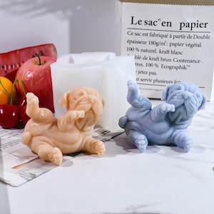 Cartoon Shar-Pei Dog Aromatherapy Candle Silicone Mold DIY Decompression Cute Bulldog Plaster Ornament Mold