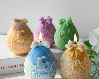 3D Easter Egg Bunny Candle Silicone Mold: DIY Rabbit Decoration Plaster Soap Handmade Gifts
