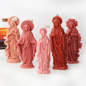 Virgin Mary Jesus Statue Candle Mold, Diy Saints Christian Ornaments Aromatherapy Plaster Silicone Mold