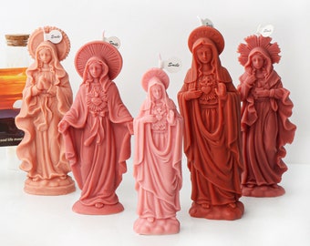 Virgin Mary Jesus Statue Candle Mold, Diy Saints Christian Ornaments Aromatherapy Plaster Silicone Mold