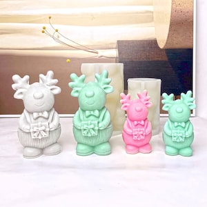 Christmas Elk Aromatherapy Candle Silicone Mold DIY Christmas Deer Ornaments Plaster Craft Mold