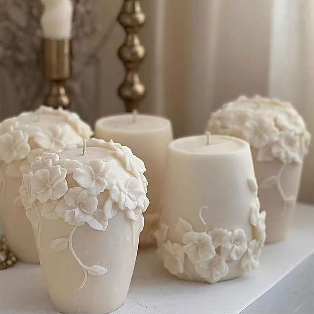 Stampo Per Candele In Silicone - CANDELA CON ROSE 11cm | Con Le Api