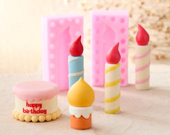 3D Birthday Cake Candle Silicone Mold: Chocolate Fondant Baking, DIY Decoration