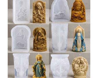 Jesus Virgin Mary Candle Mold Silicone, Religious Buddha Statue Resin Plaster Craft Mould