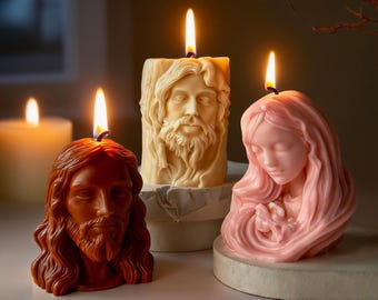 Molde de silicona para vela con la imagen de la Santa Madre Jesús: Molde de resina de yeso para escultura religiosa DIY