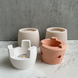 Mini Stove Gypsum  Cement  Silicone Mold, DIY Kitchen Bbq Wax Melts Burner Making Mould Tealight Holder Base Home Decoration
