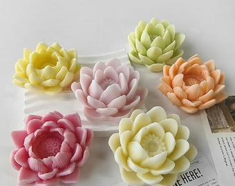 Molde de silicona para velas aromáticas de flores de loto, vela de decoración Floral para el hogar, molde de escayola hecho a mano, molde para hacer jabón