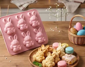 Siliconen mal paashaas chocolade, bakvorm eierkonijn met 6 holtes