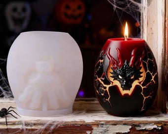 3D Dragon Head Relief Egg Candle Silicone Mold: Dragon Aroma Plaster Soap Craft Molud