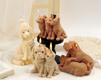 Résine Labrador chien moule gypse résine époxy Silicone moule pour bougies plâtre fabrication Arts résine chiot chien bougie faisant des fournitures  15