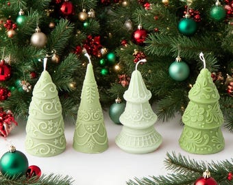 3D-mal van siliconen met ingewikkeld patroon voor kerstboomkaarsen, geschikt voor hars en gips, ideaal als kerstknutselcadeau.