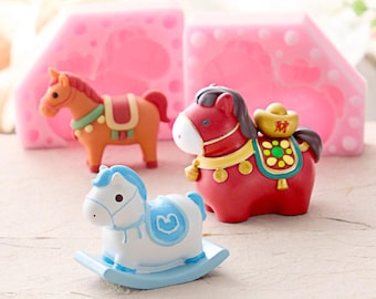 Lucky Cartoon Pony Silicone Mold, Horse Animal Chocolate Baking Tools