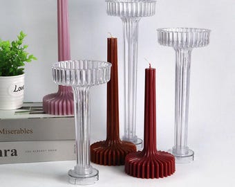 Sawtooth  Vase Shape Aroma Candle Acrylic Mold DIY Geometric Striped Candle Plastic Mold