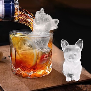 Molde de silicona de 4 cavidades para cubitos de hielo de whisky Corgi, ideal para cachorros, apto para alimentos.