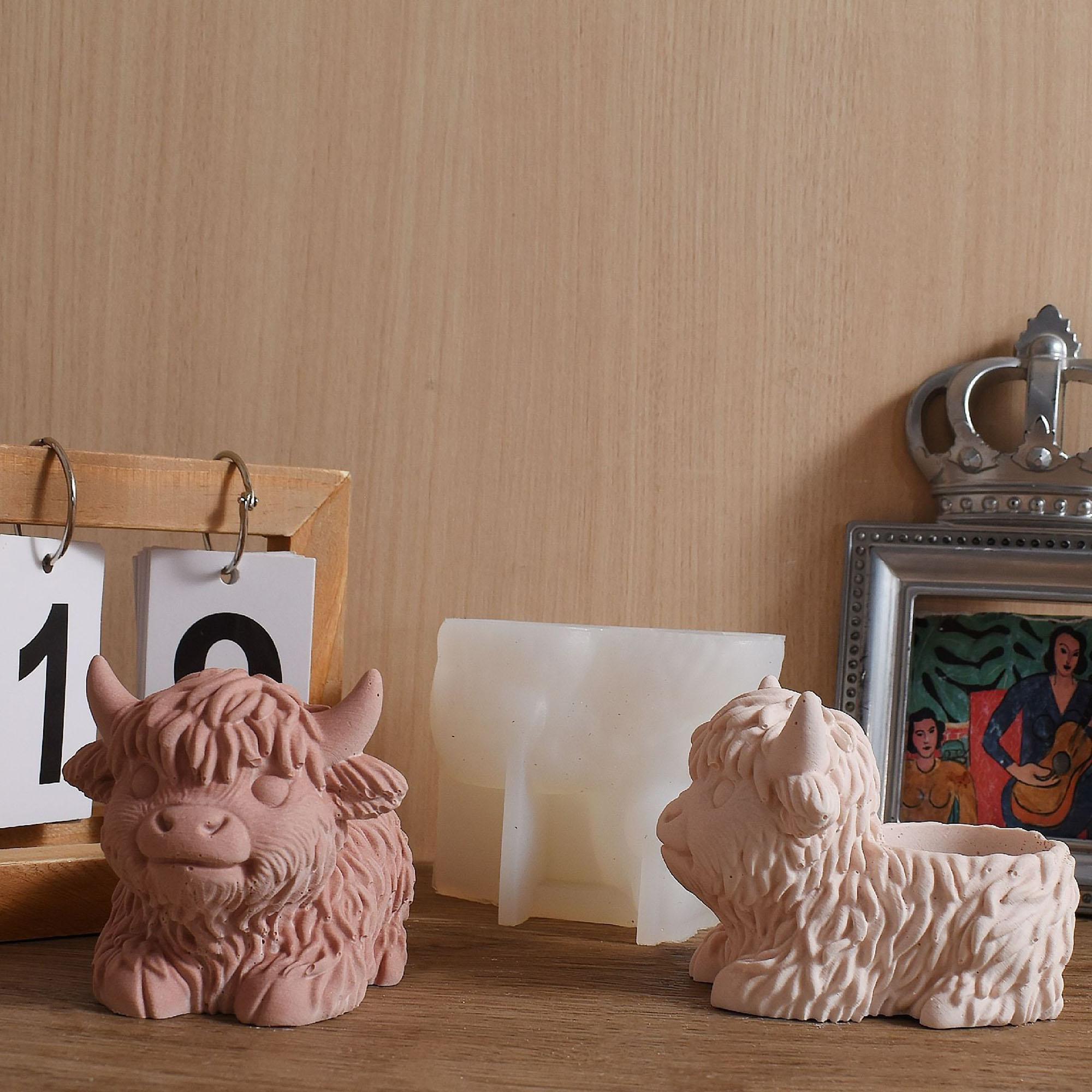Moule à Bougie Silicone Forme Vache Highlands - Réutilisable Pour Bougies Maison, Résine, Plâtre