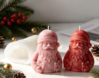 3D Santa Claus Candle Silicone Mold, Christmas Santa Decor Resin Plaster Mould