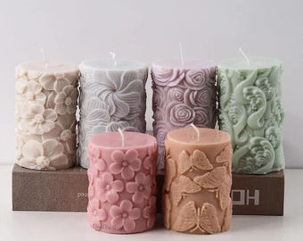Flower Butterfly Cylinder Silicone Candle Mold: DIY Waves Column  Plaster Candle Home Decor