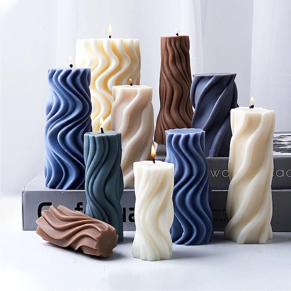 Wave Striped Pillar Silicone Candle Mold DIY Twisted Striped Pillar Handmade Candle Crafts Gift Mould
