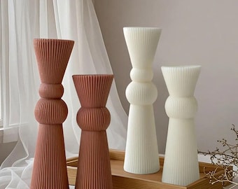 Geometric Funnel Candle Silicone Candle Mould DIY Vertical Striped Pillar Home Decoration Candle Mold