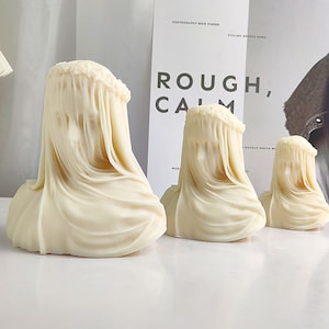 Veiled Lady Candle Silicone Mold Female Bride Antique Bust Statue Sculpture Woman Body Silicone Mold Home decor gypsum mould