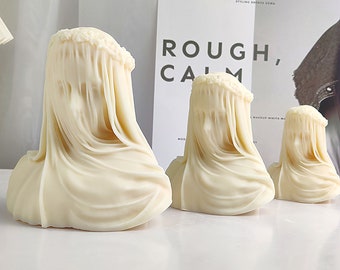 Veiled Lady Candle Silicone Mold Female Bride Antique Bust Statue Sculpture Woman Body Silicone Mold Home decor gypsum mould