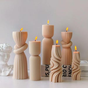 Geometrische Welle Silikonform 3D Streifen Knoten Säule Gips Wohnkultur Handwerk Kerzenherstellungsform