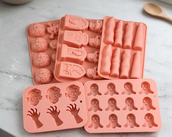 Halloween Party Spooky Chocolate Silicone Mold,DIY Skull, Brain, Ghost, Zombie Fingers, Decor mold