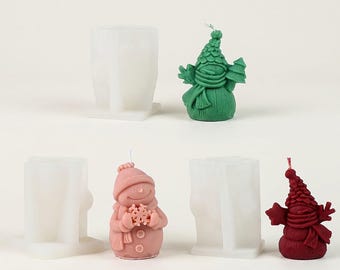 Winter Snowman Silicone Candle Mold, Christmas Festive Decor Plaster Resin Mold